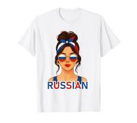 Brunette Russian Girl Russia Flag Russian Girlfriend Wife Camiseta
