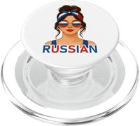 Brunette Russian Girl Russia Flag Russian Girlfriend Wife PopSockets PopGrip para MagSafe