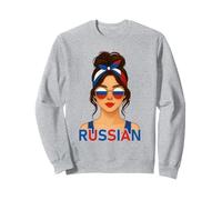 Brunette Russian Girl Russia Flag Russian Girlfriend Wife Sudadera