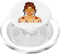 Brunette Spanish Girl Spain Flag Spanish Girlfriend Wife PopSockets PopGrip para MagSafe