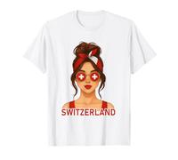 Brunette Swiss Girl Switzerland Flag Swiss Girlfriend Wife Camiseta