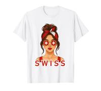 Brunette Swiss Girl Switzerland Flag Swiss Girlfriend Wife Camiseta
