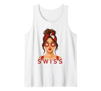 Brunette Swiss Girl Switzerland Flag Swiss Girlfriend Wife Camiseta sin Mangas
