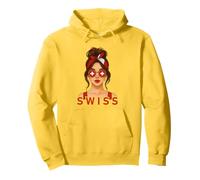 Brunette Swiss Girl Switzerland Flag Swiss Girlfriend Wife Sudadera con Capucha