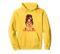 Brunette Swiss Girl Switzerland Flag Swiss Girlfriend Wife Sudadera con Capucha