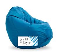Bruni Puf Classico M en color azul - Puf con saco interior para jugar y leer, funda extraíble, apto para alimentos, perlas EPS como relleno de bean bag bag
