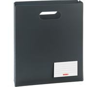 Brunnen 104163580 Fact - Caja.PP, 25 x 31 x 5 cm, de plástico traslúcido (para A4 Cuadernos y rápido grapadora, apertura superior, negro/Onyx