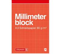 Brunnen 104737001 - Papel milimetrado (A3, 297 x 240 mm, 20 hojas), color rojo
