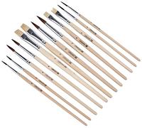 Brunnen 1048929, Set de 12 pinceles escolares, pelo natural, incluye estuche y 2 cepillos para el cabello