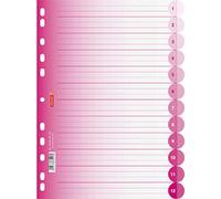 Brunnen 106659523 - Separadores para carpetas de anillas con código de color (de polipropileno, A4, 12 separadores), color rosa