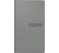 BRUNNEN Agenda de bolsillo modelo 756 (2025), 2 páginas = 1 semana, A6, 144 páginas, tapa balacron, gris