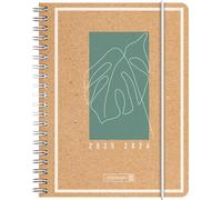 BRUNNEN Agenda escolar (2025/2026), diseño de hoja de la jungla, 2 páginas = 1 semana, A6, 208 páginas, cubierta de papel kraft
