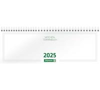 BRUNNEN Agenda horizontal modelo 772 (2025), 2 páginas = 1 semana, 297 × 105 mm, 112 páginas, tapa de cartón, color blanco