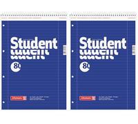 BRUNNEN Bloc De Notas De Fuente Collegeblock Estudiante, Encuadernación en espiral, 70 g/qm, A4, 4, lineado (Paquete de 2)