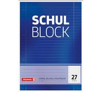 Brunnen - Bloc de notas escolar, parte superior encolada, a rayas, 4 orificios, 70 g/m², tamaño A4