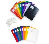 Brunnen Bundle Fact PP - Juego de 8 carpetas de plástico estable + 8 fundas para cuadernos estables con 16 etiquetas para el nombre