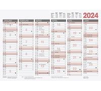 BRUNNEN Calendario anual 2024, 1 página = 6 meses, A3, horizontal, color blanco