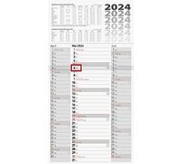 BRUNNEN Calendario de 3 meses 2024, 1 hoja = 3 meses, 30 x 55,5 cm, fondo de una sola pieza: gris