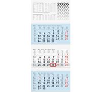 BRUNNEN Calendario de 3 meses 2026 | azul, 320 × 740 mm