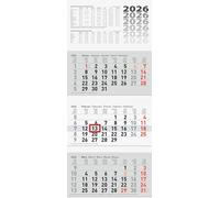 BRUNNEN Calendario de 3 meses 2026 | gris, 320 × 740 mm