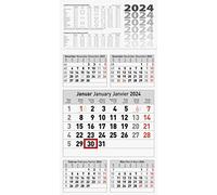 BRUNNEN Calendario de 5 meses 2024, 1 hoja = 5 meses, 30 x 58,5 cm, fondo de una pieza: gris
