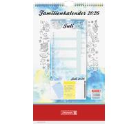 BRUNNEN Calendario familiar 2026 "Acuarela" | 250 × 415 mm