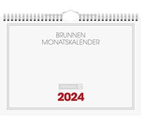 BRUNNEN Calendario mensual 2024 1 página = 1 mes A4 horizontal, color blanco
