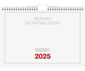 BRUNNEN Calendario mensual (2025), 1 página = 1 mes, A4 horizontal, 12 hojas