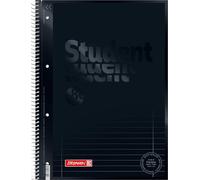 Brunnen - Cuaderno escolar con encuadernación en espiral, con rayas, 70 g/m², tamaño A4, color negro