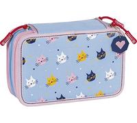 Brunnen - Estuche escolar con 3 cremalleras y diseño de gatos