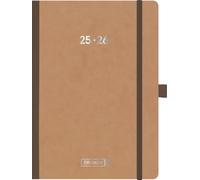 BRUNNEN FACT!plus - Agenda escolar 2025/2026, tamaño A5, cartón, color marrón