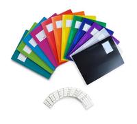 Brunnen Fact!pp - Juego de 12 carpetas de plástico para formato A4, incluye 12 etiquetas adicionales