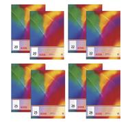 BRUNNEN Juego de cuadernos escolares DIN A4, 8 unidades, líneas 20, 22, 25 y 26, 16 hojas cada uno, en blanco, cuadriculado y rayado