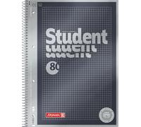 BRUNNEN Libreta Premium Student | A4, cuadriculado, 80 hojas, antracita