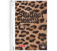 Brunnen Libreta Premium Student Leopard | A4, líneas 28, 80 hojas, color marrón y negro
