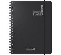 BRUNNEN Planificador de citas y lecciones (2025/2026), 2 páginas = 1 semana, A5, 224 páginas, cubierta de plástico Baladek, color negro