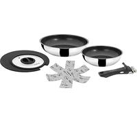 BRUNNER 0804036N - Juego de sartenes de acero inoxidable, doble sartén 22/20, aptas para gas
