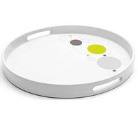 BRUNNER 0830080N.C7B - Bandeja Redonda de melamina irrompible, colección Space, diámetro 30 cm, Antideslizante, Libre de BPA, Color Blanco/Gris/Verde
