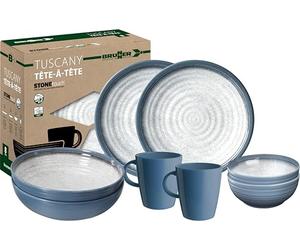 Brunner 0830143N.C5T Set de Vajilla para Acampada para 2 Personas, Tête-À-Tête Tuscany, 8 Piezas