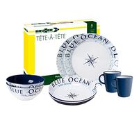 BRUNNER 0830143N.C8C - Juego de vajilla de camping para 2 personas, diseño de té azul océano, 8 unidades