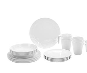 Brunner 0830160N.C7T - Juego de platos y tazas de melamina irrompibles (16 unidades)