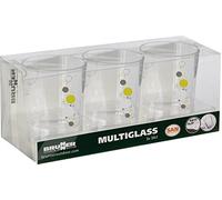 BRUNNER 0830185C.C7B - Juego de 3 vasos transparentes con lunares de colores, Multiglass Space, vasos irrompibles de San Estirolo-Acrilonitrilo, V 30 Cl, Antislip