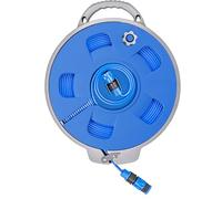 BRUNNER 7203132N - Carrete de manguera para camping y jardín Roll On 2.0 con 15 m de tubo plano, azul/gris