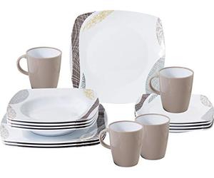 BRUNNER Juego de vajilla de camping (juego de 16 piezas) para 4 personas - Melamina Set Khadì - Fabricado en melamina, antideslizante y resistente