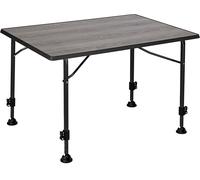 Brunner Linear Greywood - Mesa plegable de madera gris, resistente al calor, parte superior Sevelit de 180 °C, altura ajustable, marco de acero, para camping, caravana y autocaravana (madera gris