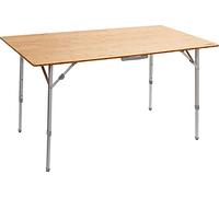 BRUNNER Mesa Plegable para Exteriores, de Picnic, de Camping, jardín, terraza, de Aluminio, con Elegante Estante de bambú - Camperking S - Rectangular, Robusta con Capacidad de Carga hasta 30 kg