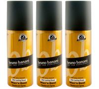 Bruno Banani Desodorante Spray Hombre`S Best 3 X 150ml 24H Lasting Scent -con