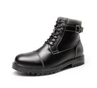 Bruno Marc Botas de Militares Oxford Hombre Botines Moto de Cordones con Cremallera Lateral,Size 43,Negro,ENGLE-05