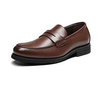 Bruno Marc Mocasines de vestir para hombre, zapatos formales de negocios, Marrón oscuro, 42.5 EU