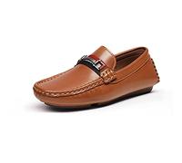 Bruno Marc Mocasines Niño Zapatos Casuales PU Planos Niño Loafers Comodos,Size 33.5,Marrón,SBLS218K